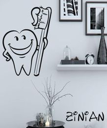 Bathroom Decor Stickers Cool Tooth Brush Wall Decals Muraux Waterproof Tile Decorate Kids Room Vinyl Sticker Dental Clinic5945649