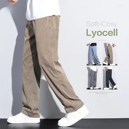 Men's Jeans 2024 Summer High Quality Soft Lyocell Fabric Men Elastic Waist Loose Straight Thin Denim Trousers Male Plus Size M-5XL