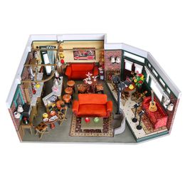 DIY Central Perk Cafe Doll Houses Wooden Dollhouse Miniature With Furniture Kit DIY Assemble Toys for Adult Girl Gift Casa