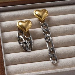 Dangle Earrings Heart Chain For Women Long Statement Punk Cool Two Tones Jewelry Luxury Designer