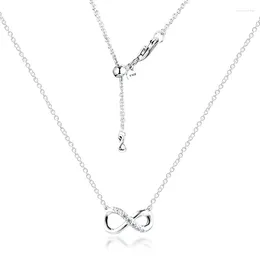 Chains CKK Silver 925 Jewellery Sparkling Infinity Collier Necklace For Women Gift Original Sterling Pendant
