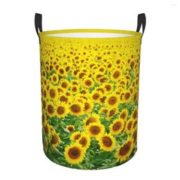 Laundry Bags Basket Field Of Sunflowers Cloth Folding Dirty Clothes Toys Storage Bucket Household