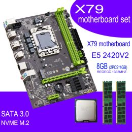 Motherboards QIYIDA X79 motherboard with XEON E5 2420 V2 2*4GB = 8GB DDR3 memory combo kit set NVME MATX Server