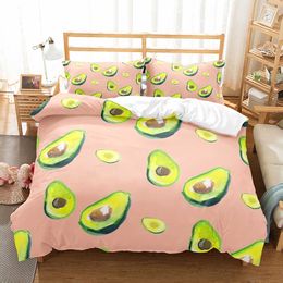 Avocado Duvet Cover Set Fresh Fruit Pattern Comforter Cover Double Single Size for Kids Teen Adults Bedding Set with Pillowcase