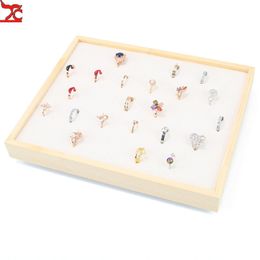 60 Slots Ring Display Tray Wood Jewelry Storage Rack Earrings Ring Organizer Stand Personal Jewelry Holder Plate 22*27Cm