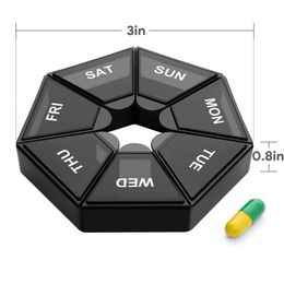 One Week Mini Round Medicine Pill Box Plastic Tablet Candy Box Portable Travel Vitamin Box Sort Tablet Holder Organiser Containe