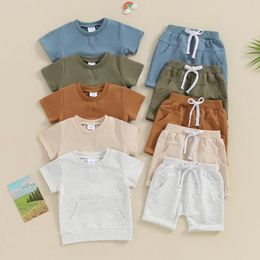 Clothing Sets Kids Baby Boys Summer Short Sleeve Crew Neck Embroidery T-shirt And Shorts Set 2-piece Outfits Boy