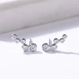 Stud Earrings Huitan Chic Small For Female With Colourful Round Cubic Zirconia Simple Versatile Women Trendy Jewellery