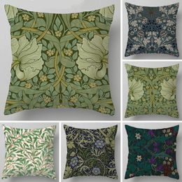 European Pastoral Floral Print Pillows Case Painted Flowers Leaves Plants Throw Pillows Case Farmhouse Sofa Couch Chair Cushions