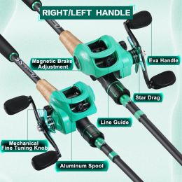 Sougayilang Casting Rod and Reel Set 8Kg Max Drag 8.1:1 High Speed Gear Ratio Super Smooth Casting Reel and Bass Fishing Rod Set