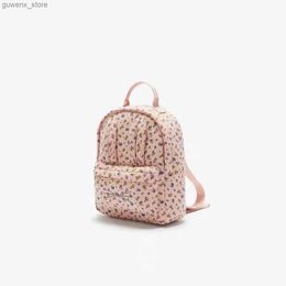 Backpacks Full Floral Pink Backpack Childrens Schoolbag Toddler Baby Mini Double Shoulder Bag Lovely Baby Girls Small Back Pack For Kids Y240411