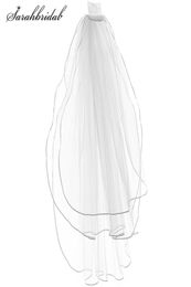 4 Colours Bridal Veils With Comb 3T Tulle Ribbon Edge Wedding Accessories Shoulder Length Veils Adult In Stock 110545201880