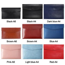 A4 A6 Leather File Folder Large Capacity Briefcase File Bag Stationery Dustproof Document Bag Document Organiser Office Supplies