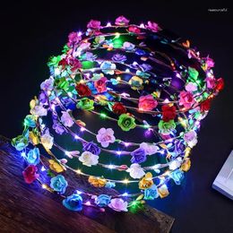 Decorative Flowers Chiristmas Party Ten Lights Luminous Wreath Headdress Rattan Tourist Stall Night Market Hair Accessories Hairband