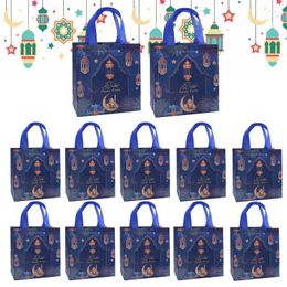 Christmas Decorations Party Tote Bags For Eid 12pcs Non-Woven Bag Multi-Function Theme Decorative Totes With Handles Chocolate