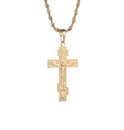 Gold Colour Russian Orthodox Christianity Church Eternal Cross Charms Pendant Necklace Jewellery Russia Greece Ukraine Gift5684880