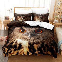 Owl Pattern Bedding Set for Bedroom Bed Cute Animals King Size Polyester Duvet Cover Quilt Cover with Pillowcase for Kids Adults