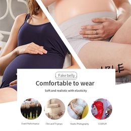 LERVANLA Shoulder Strap Fake Pregnant Belly Skin Adhesive Backside Silicone Stomach for Unisex Show Props Oversized Twins