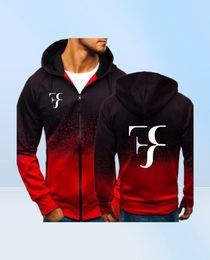 RF Roger Federer Print Sweatshirt Gradient Hoodies Men Spring Autumn Fleece Zipper Jacket Mens Hoodie Harajuku Male Clothing Y19115846550