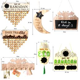Wooden Ramadan Countdown Calendar Handmade Charm Ornament Supplies for Indoor Outdoor Garden Yard Decorations Gift