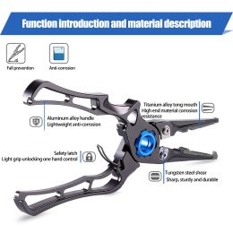 Multifunctional Tungsten steel Fishing Pliers CNC Aluminium Alloy Body Line Cutter Knot Scissors Hook Remover Split Ring Tackle