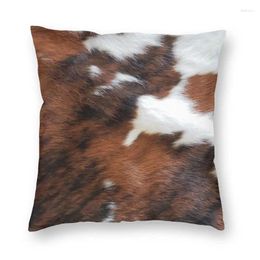 Pillow Cowhide Leather Cover 40x40 Home Decorative Printing Animal Fur Texture Throw For Car Double Side