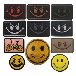 Smiley Face Embroidered Fabric Patch Magic Patch Backpack Badge Military Patches for Clothing Sewing Hook and Ring Embroidery