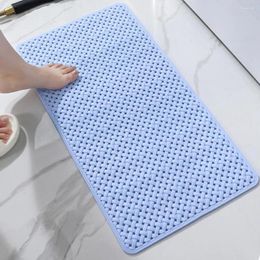 Bath Mats Bathroom Mat With Suction Cups Drain Holes Weaving Design Strong Grip Machine Anti Slip Bathtub