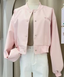 New miui clothing womens Jackets coatwomen Exclusive style cutey crop top pink Outerwear minimalist GOTHIC black Genuine Leather Jacket Designer short tops coat