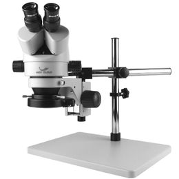 Simul-Focal 7X-45X Continuous Zoom Stereo Trinocular Microscope CTV Adapter Barlow Lens For Phone Lab PCB Repair Soldering