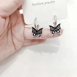 Dangle Earrings Sweet Cool Wind Black Butterfly Silver Needle Trend Personality Cold Advanced Sense