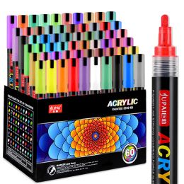 12/24/36/48/60 Art Marker Acrylic Paint Brush Pen Rock Painting Stone Ceramic Glass Wood Canvas DIY Graffiti Marking Drawing