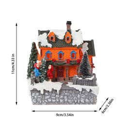 Luminous Christmas House Park Village Resin Crafts Statue Figurine Christmas Decorations For Home Xmas Decor New Year 2023 Gift