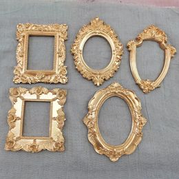 Frames Mini Gold Small Po Frame Shooting Props Retro European Style Embossed Nail Art Earrings Pose