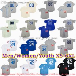 Custom XS-6XL Movie Throwback Baseball Jersey 42 JACKIE ROBINSON 32 SANDY KOUFAX RON CEY SHAWN GREEN MIKE SCIOSCIA STEVE YEAGER VIN SCULLY STEVE SAX ERIC GAGNE Jerseys