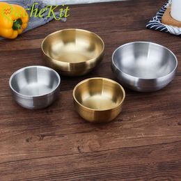 Bowls 304 Stainless Steel Gold Bowl Double Layer Insulated Ramen Ice Cream Fruit Soup Noodle Rice For Kitchen Pasta Salad