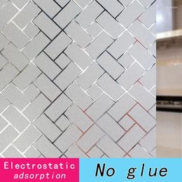 Window Stickers Film Electrostatic Adsorption Frosted Lattice Self Adhesive Sticker For Glass Bathroom Matte