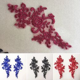 1Pair Embroidery Flower Lace Applique Sew On Patch Fabric Collar Trim Patches Crafts Stickers Neckline DIY Sewing Decoration