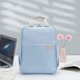 Cases New Solid Colour Women's Waterproof Nylon Backpack Light 14 15 Inch Laptop Simple School Bag for Teenager Girls Backpack