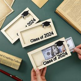 Frames 1pc Graduation Gift Box Wooden Card Cash 2024 Grade Envelope Money Wallet Premium DIY Mo