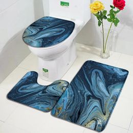 Abstract Black Marble Bath Mat Set Gold Lines Crackle Texture Modern Home Carpet Bathroom Decor Anti Slip Rugs Toilet Lid Cover