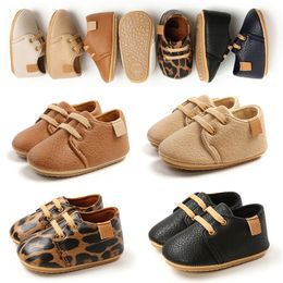 Newborn Baby Boy Girl Leather Shoes Infant First Walkers Footwear Rubber Non-slip Toddler Baby Retro Shoes 3 6 9 12 18M