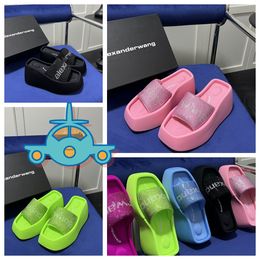 Designer Sandals Slippers Womens Velvet material rhinestone Velcro tape party Soft Room GAI Platform Slip-On Size 35-42 party formal office Free shipping