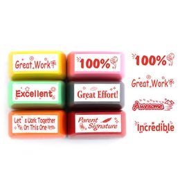 2PCS English Commentary Stamp Encouragement Seals Reward Kids Gifts School Student Teaching Tools Scrapbooking Decoration