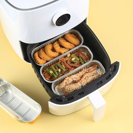 5/10Pcs Aluminum Foil Air Fryer Baking Tray Disposable BBQ Pans Non-Stick Mini Rectangular Tin Foil Cake Pan Kitchen Accessories
