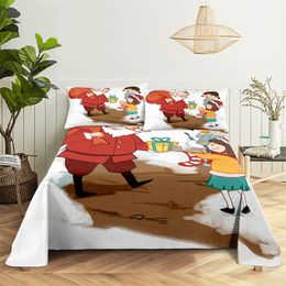 Santa Claus 0.9/1.2/1.5/1.8/2.0m Bedding Set Bed Sheets and Pillowcases Bedding Bed Flat Sheet Bed Sheet Set