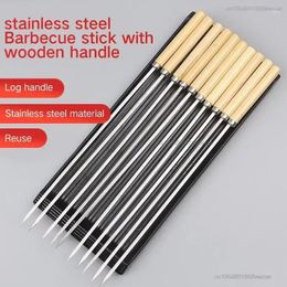 Tools 20pcs Flat Skewers Stainless Steel For Grill Bbq Accessories Barbecues Permanent Barbecue Outdoor BBQNeedle Stick