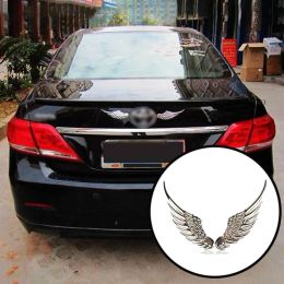 1pair Car Auto Motorcycle Body Sticker 3D Eagle Angel Wings Badge Style Metal Aluminum Decals Silver/Gold Exterior Accessories