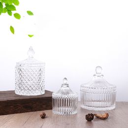 Yurt Glass Transparent Storage Jar Retro Candle Cup with Lid Jewellery Candy Snacks Glass Storage Jar Home Decor Accessories