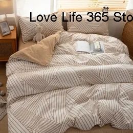 Nordic Style Golden Line Duvet Cover Soft Sheet With Pillowcases Queen Comforter Sets Bedding Single Full Size For Adult